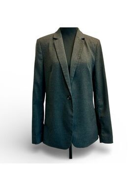 RW&CO dark charcoal gray single breasted blazer jacket stretch lining 10 NWOT